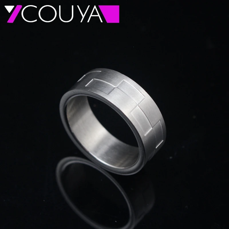 2017 Fashion  Jewelry Rings 316L Stainless Steel 9mm Width Silver color Square Rings for Men in Jewelry High Quality Low Price