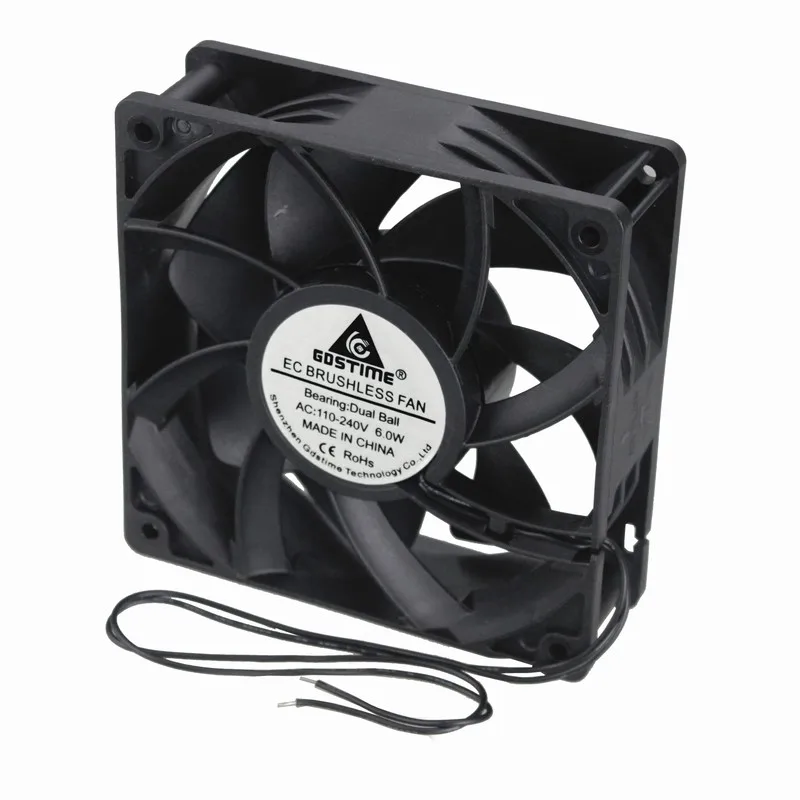 Gdstime 10 Pcs 120*120*38mm 12cm Motor AC DC EC Cooler 120mm x 38mm Brushless Cooling Fan AC 110V - 240V 12038 Ball