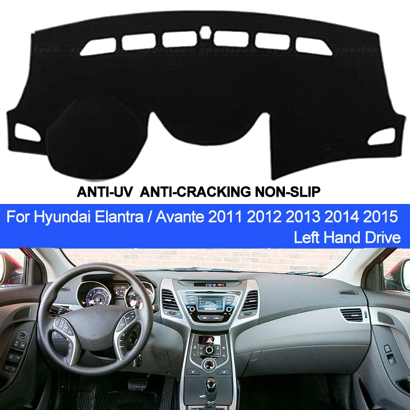 TAIJS Car Dashboard Cover For  Hyundai Elantra Avante 2011 2012 2013 2014 2015 Dash Mat Dashboard Pad Carpet Anti-UV Anti-slip