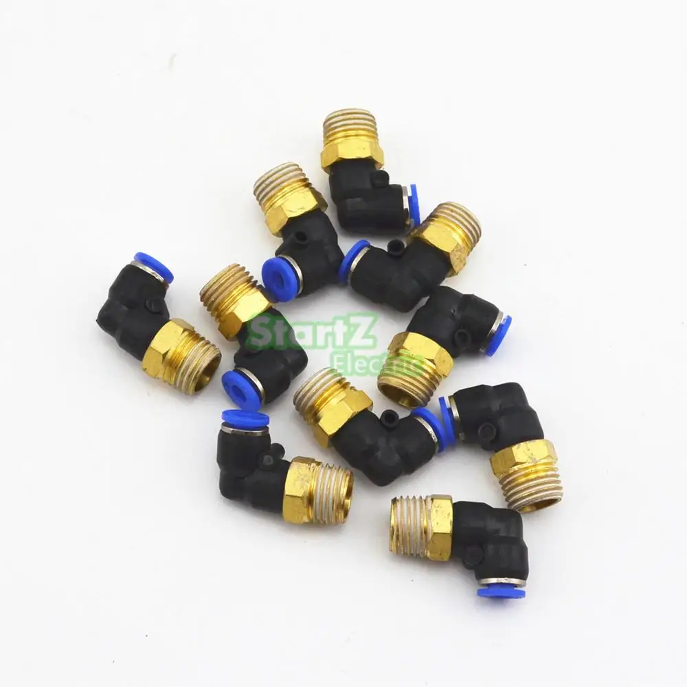 4mm X 1/4'' Thread Pneumatic Male Elbow Connector Tube  Air Push In Fitting 10Pcs