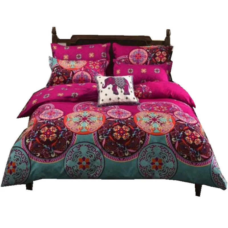 

Bohemian 4 /3PCS3d bedding sets Sham Boho Mandala duvet cover set winter bedsheet queen king size Cotton folk-custom Bed set