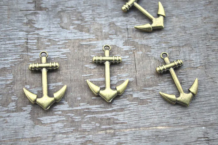 10 PCS - Anchor charms, antique bronze Anchor Pendants/Charms,Nautical Style, DIY Supplies, 20 x 28 mm