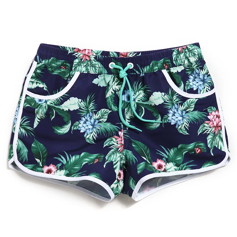 QIKE Lady Casual  Shorts Women flower print  Shorts  Women  Shorts Ladies'  Quick Drying Fabric