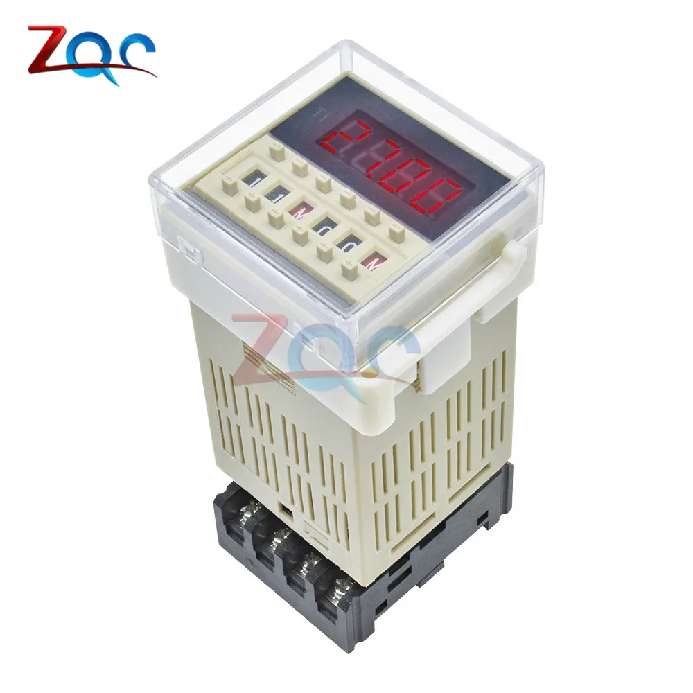 DH48S-S Programmable Double Time Delay Relay Socket cycle Timer Base Voltage DC 12V / DC 24V / AC 110V / AC 220V 5A