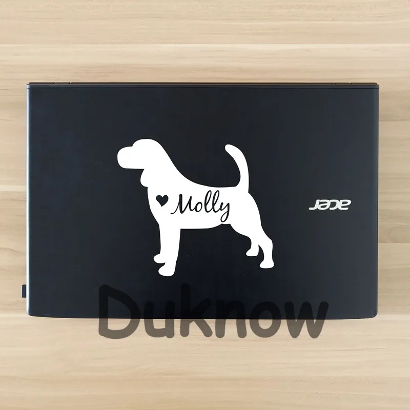 Custom Pet Dog Beagle Vinyl Art Sticker , Personalized Beagle Name Art Decals Car Window Laptop Notebook iPad Sticker Decor