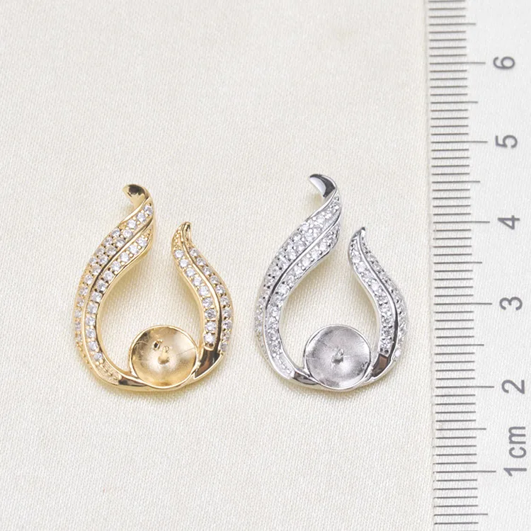 Elegant Design S925 Sterling SIlver Tails Design Pendant Jewelry Findings Women DIY Pearl Pendant Components Silver&Gold 3Pcs