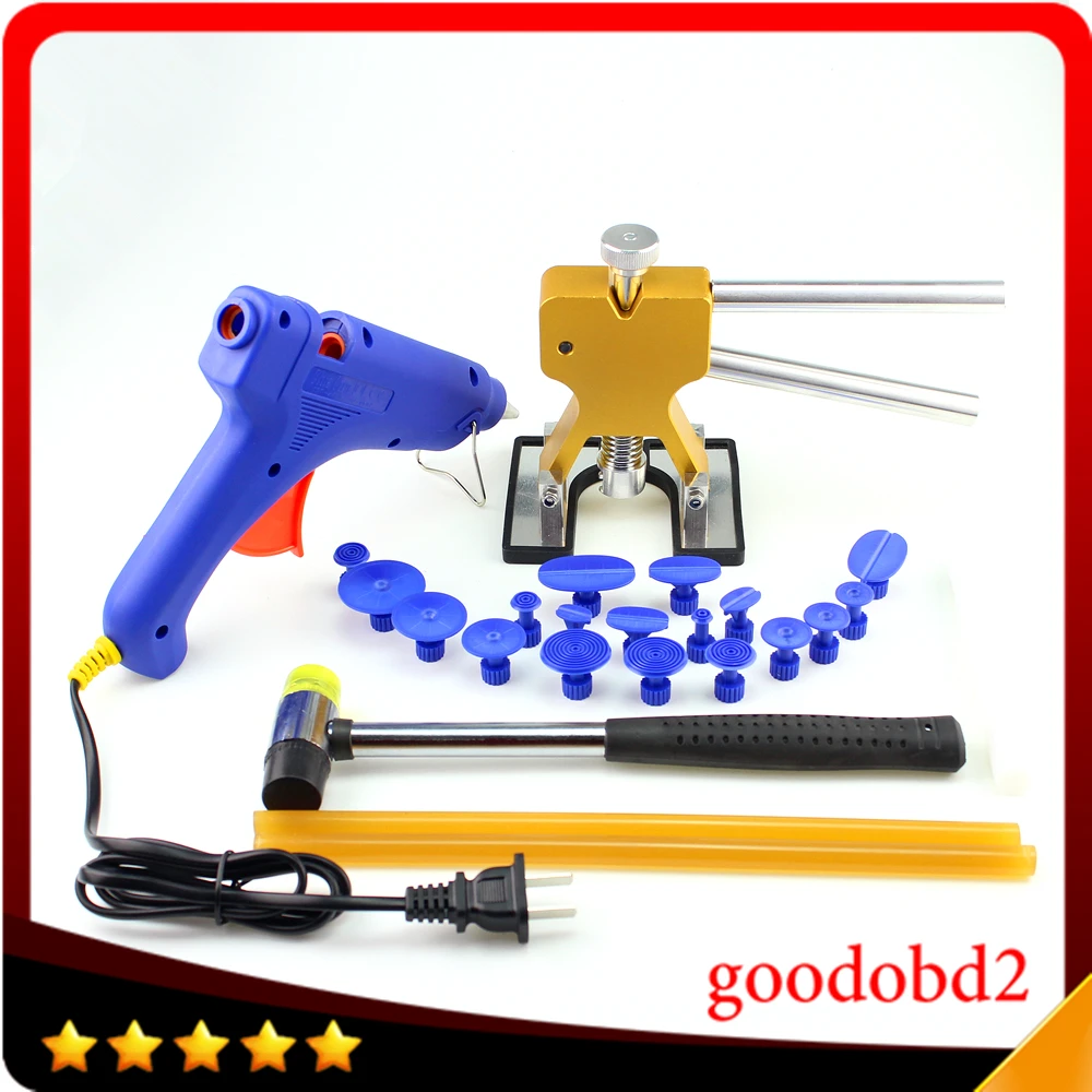 Paintless Dent Repair Tools Dent Removal Dent Puller Tabs Dent Lifter Hand Tool Set Kit with 100W Glue Gun