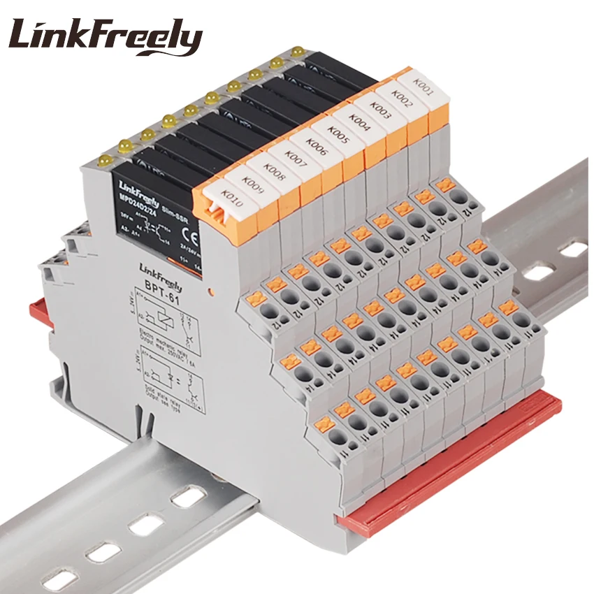 MPD24D2/24BPT New DC DC SSR Solid State Relay Din Rail 24V DC In 24VDC 2A Out Plug-in Spring Voltage Relay Switch Module & Board