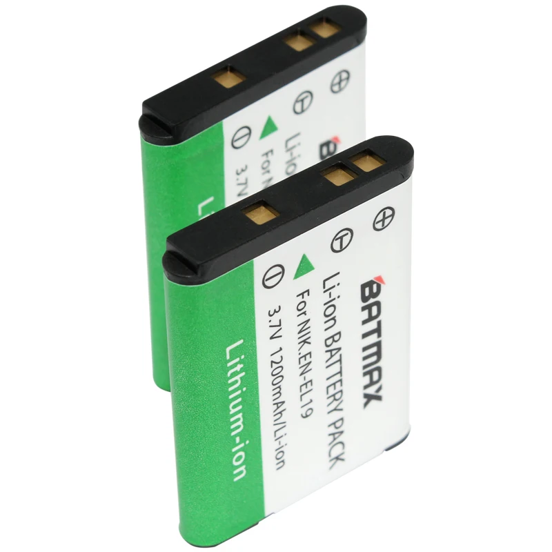 2Pcs 1200mAh EN-EL19 EN EL19 ENEL19 Camera Battery&Charger for Nikon S2500 S100 S2600 S3100 S3200 S3300 S4100 S4200 S4300 S6600