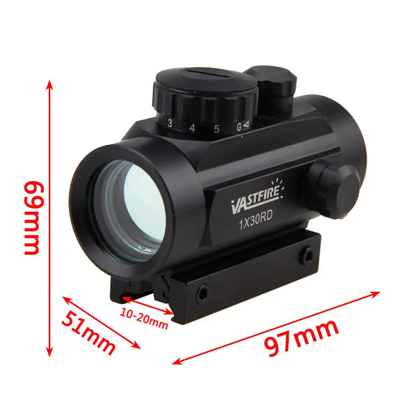 5 M.O.A Dot Red Green Dot 1X30RD Telescope Dot Scope Sight Tactical Airsoft Picatinny Mount For 11mm & 20mm Weaver Rail Hunting