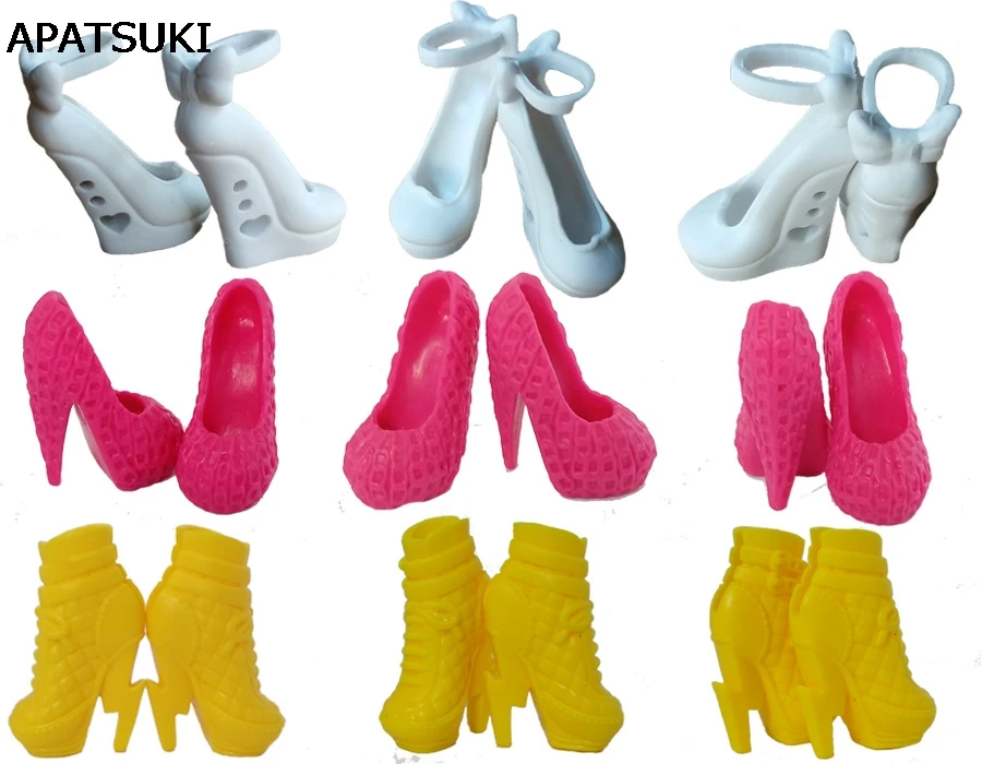 10pairs/lot Mix Style Fashion Design Shoes High Heel Shoes For Monster High Dolls Sandals For 1/6 Monster Dolls