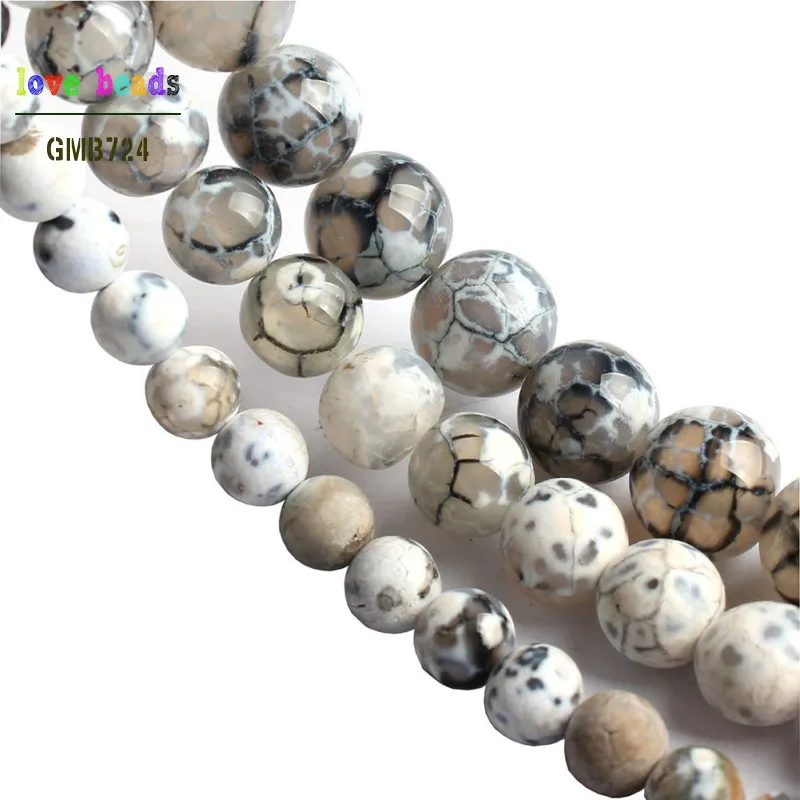 Wholesale White Fire Agates Onyx Round Stone Beads For Jewelry Making Diy Bracelet 15inch/strand 6/8/10mm