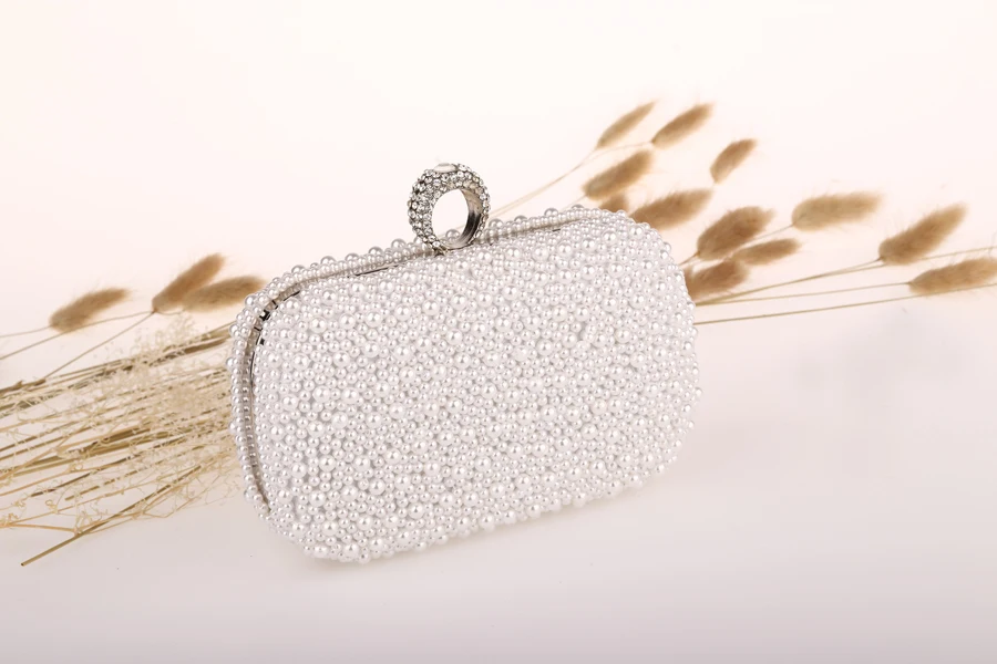 2014 Promotion Solid Bag Mini(<20cm) Interior Slot Pocket Hasp Women Hot Selling Pearl with Diamond Finger Cluth Evening Bag