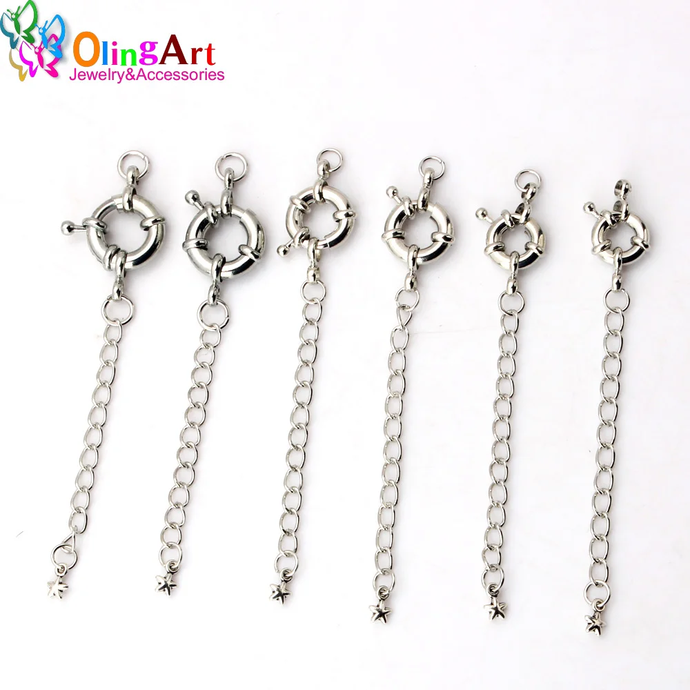 

OlingArt 75MM 6pcs/lot Sailor steering wheel Rhodium plating DIY necklace bracelet crimp ends extended chains tails clasp making