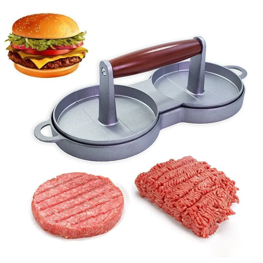 

Hamburgers Mold Rice Balls/Sandwich/Meat Pie Suppress Mold Not Sticky Wood Handle Hamburgers (double)(00384)