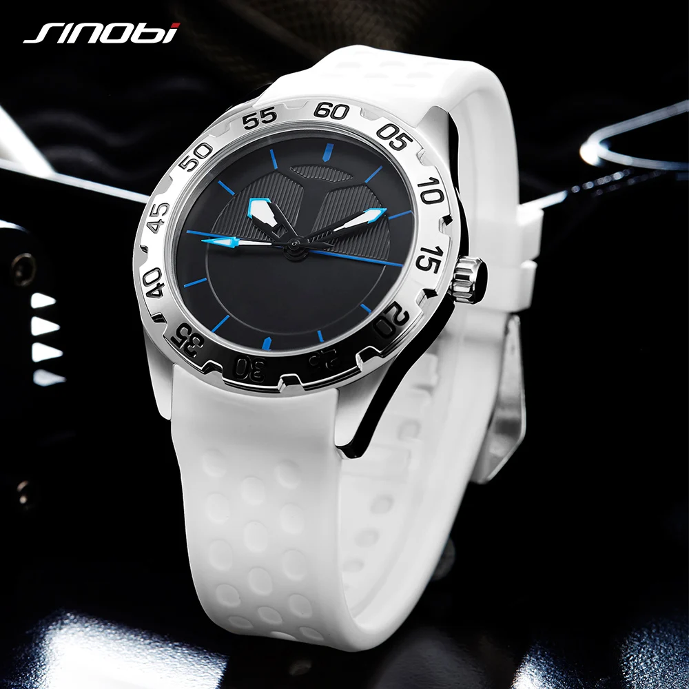 SINOBI Watch Men Sport Quartz Watches Top Luxury Brand Clock Silicone Waterproof Geneva Saat Fashion & Casual Relogio Masculino