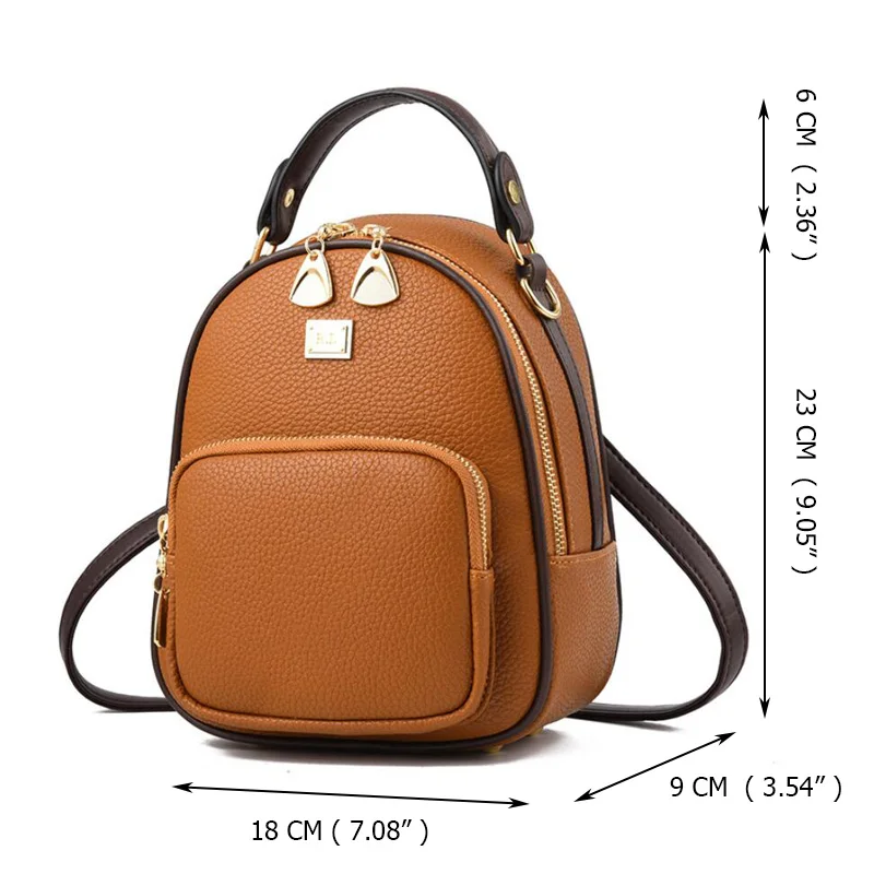 Brand New Leather Small Women Backpacks Zipper Shoulder Bag Female Phone Bags Lady Portable Backpack for Girls Casual Style