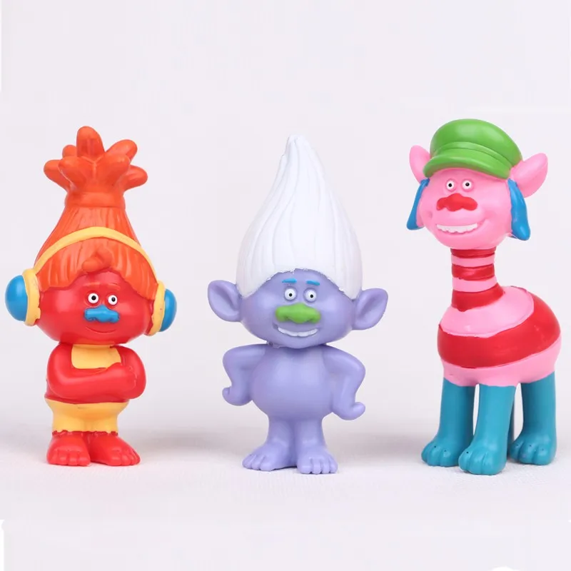 100set Trolls Poppy DJ Suki Guy Diamond Cooper Branch Critter Skitter Boards 8cm PVC Kids Christmas Gifts party favors