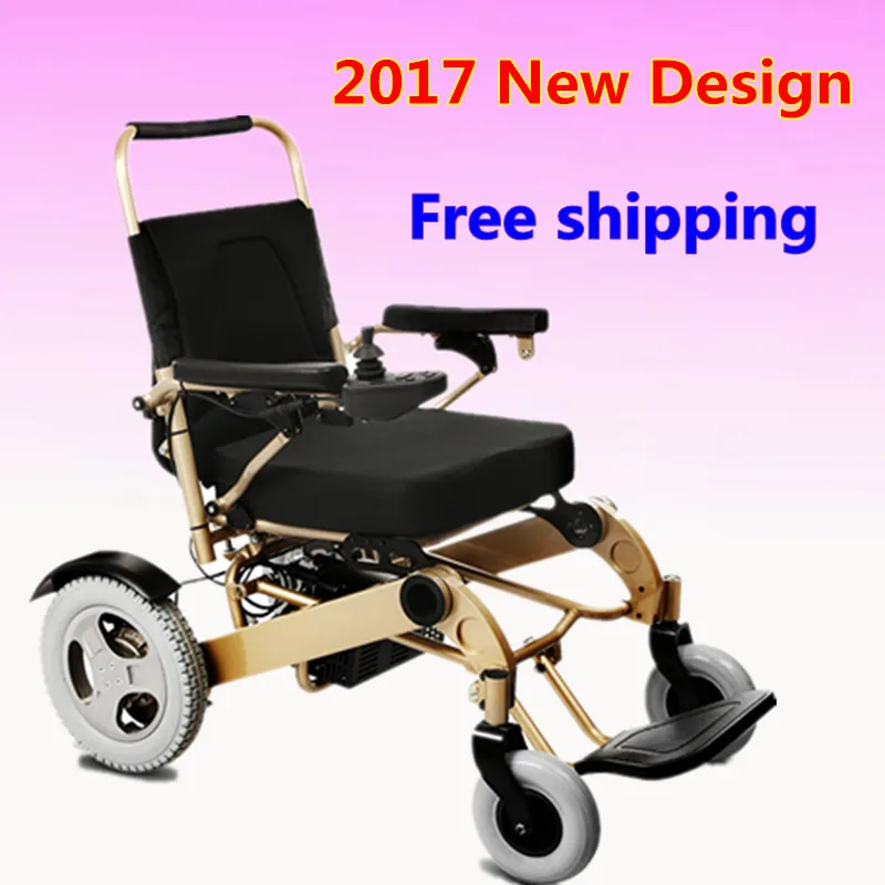 

High Quality Gold Protable Lightweight Electric Wheelchair With Power Lithium Battery