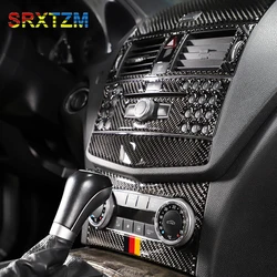 For Mercedes Bez C Class W204 2007-2010 Carbon Fiber Air Conditioning CD Panel Central Control Decoration Stickers