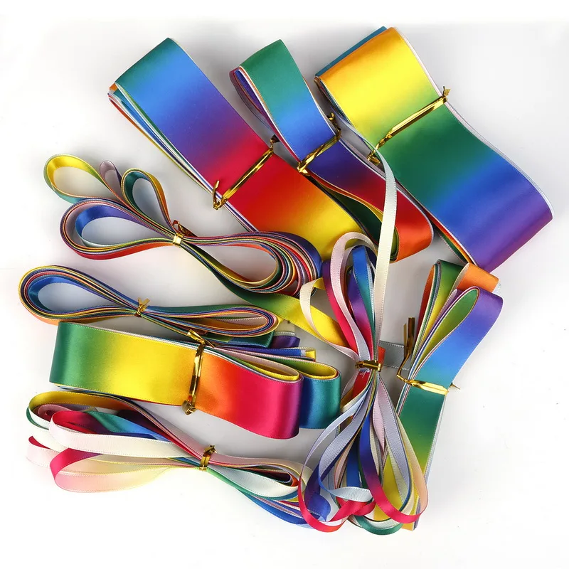 Breite 6/10/12/15/20/25/30/40/50mm Regenbogenfarbene Ripsbandbänder für Schleifen, Handarbeiten, DIY, Nähen, Bekleidung und Verpackungsmaterialien, 5 Yards / Rolle – Detail 5