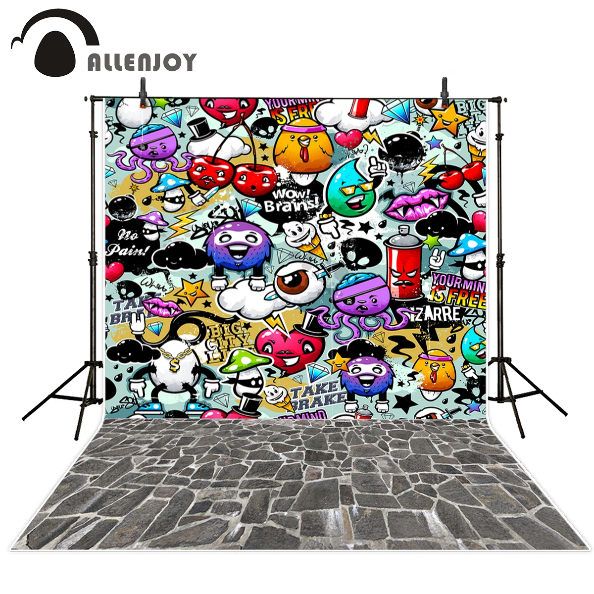 Allenjoy Graffiti photographic background cartoon children character wall photography studio interesting camera fotografica