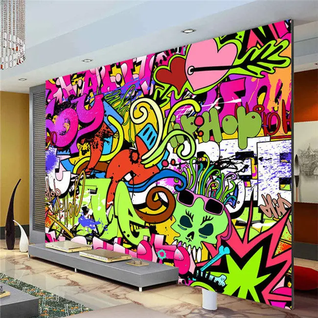 Custom art photo graffiti letters boy street culture wallpaper wall art bedroom hallway children room decoration