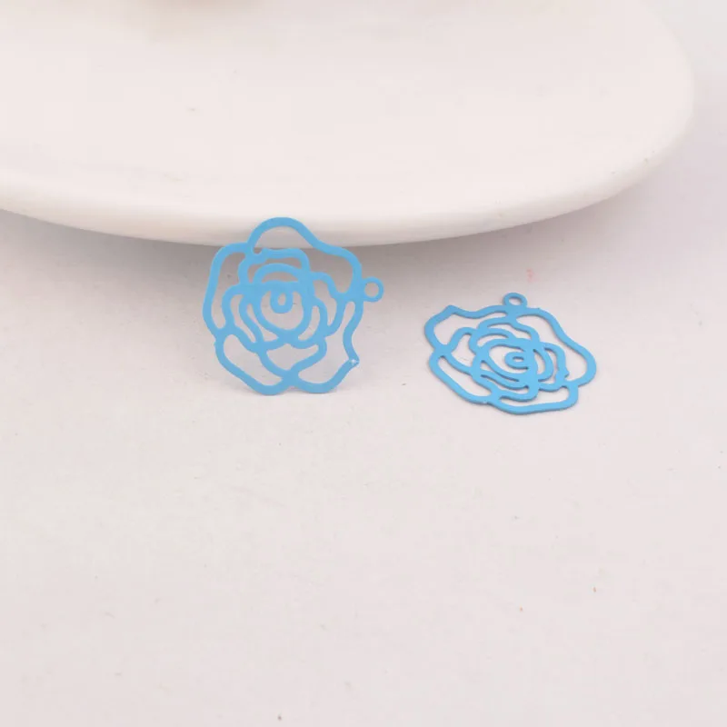 50 Stück AC2817 Messing Schwarze Blumenanhänger 20mm Kupferanhänger DIY Schmuckherstellung – Detail 3