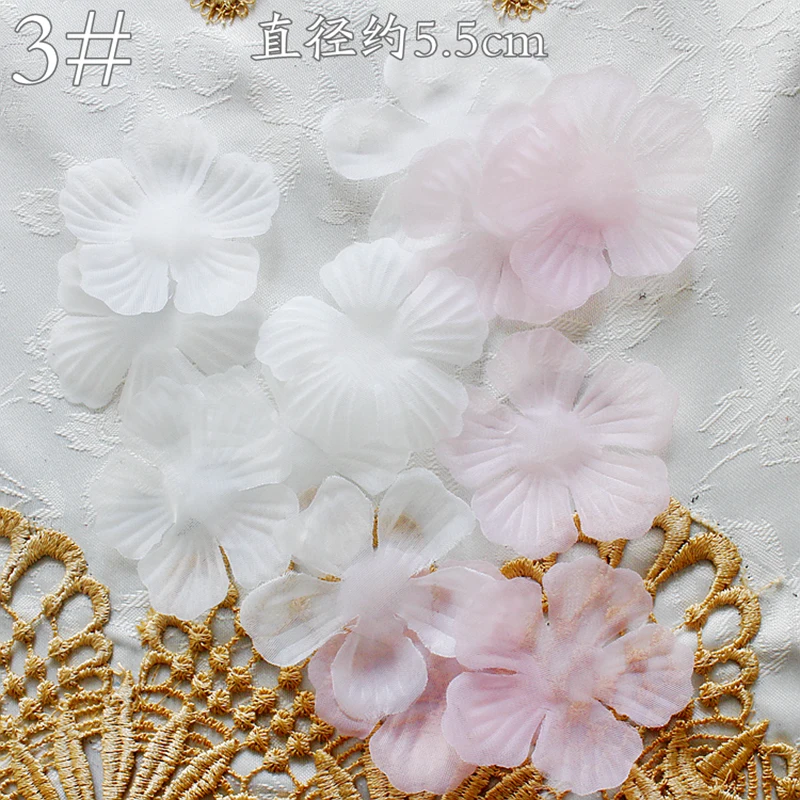 400 Stuks Roze Off Wit Kant Patch Organza Applique Accessoires Trouwjurk Diy Bruid Haar Sluier Stof Bloemen Voor Ambachten