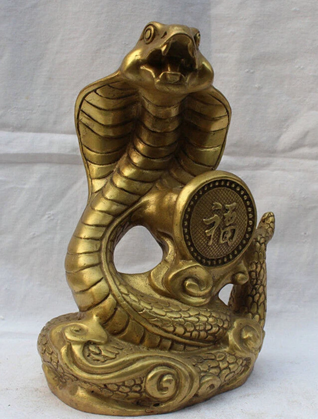 

China Brass collection Wealth Zodiac Eye Snake Statue