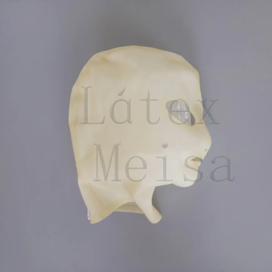 0.4MM thickness transparent latex hoods with open eyes mouth and nostrils for adults