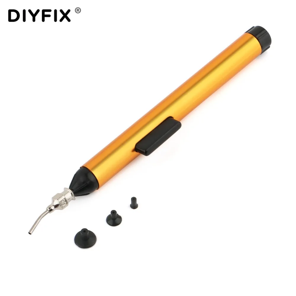 DIYFIX IC SMD Vacuum Sucking Suction Pen Pick Up Remover 3 Suction Headers Anti-static Solder Desoldering Repair Hand Tools