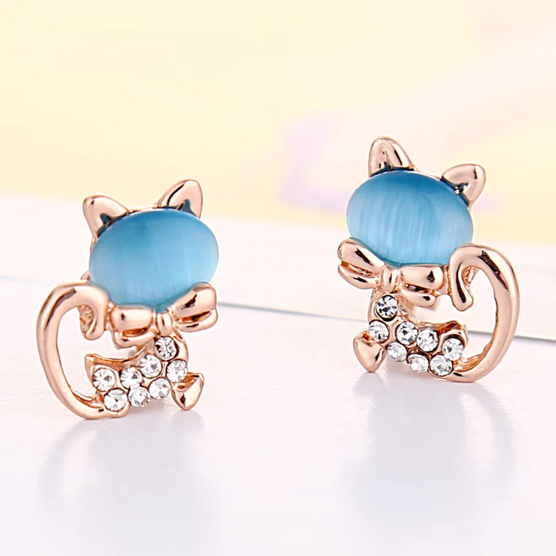 Korea Style opal fox Rhinestone Crystal Clip on Earring Wihtout Piercing for Women Travel No Hole Ear Clip 3 Colors Jewelry Gift