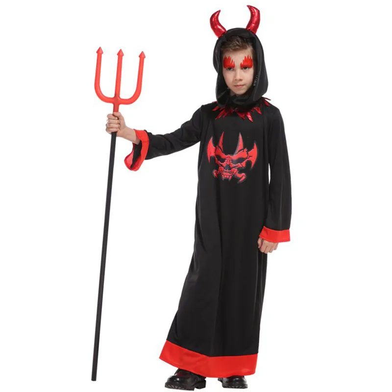 Boys Halloween Hell Devil Demon Costumes Children Kids Fiend Azrael Death Cosplay Carnival Purim Easter Masquerade Party Dress