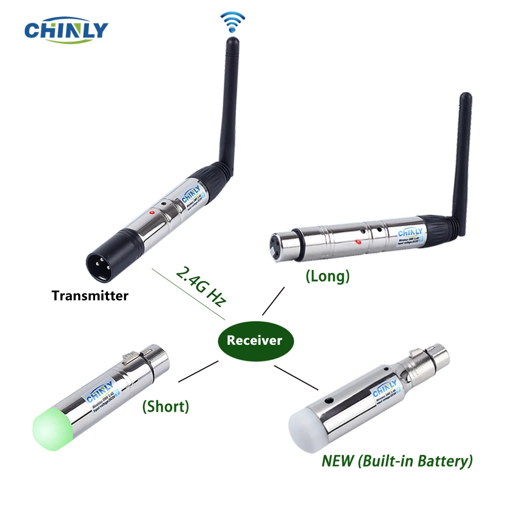 DMX512 Wireless 2.4G Transmitter Built-in Battery Receiver DMX Laser Lights Controller Stage Lighting Effect DMX Emissor US Spot