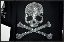 Big skull hot fix rhinestone applique iron on applique patches hot fix rhinestone transfer motif sticker for shirt