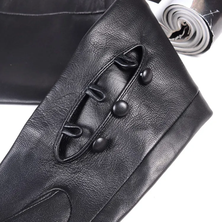 40 50 60 70 80cm Women's Ladies Real Leather Unlined Double-Sides Leather Three Buttons Wrist Party Evening Opera/Gloves