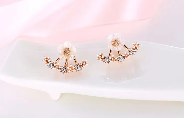 Promotion Hot Sell Fashion Flower Design 925 Silver Needle Ladies Stud Earrings Jewelry Gift Anti-allergic Drop Shipping