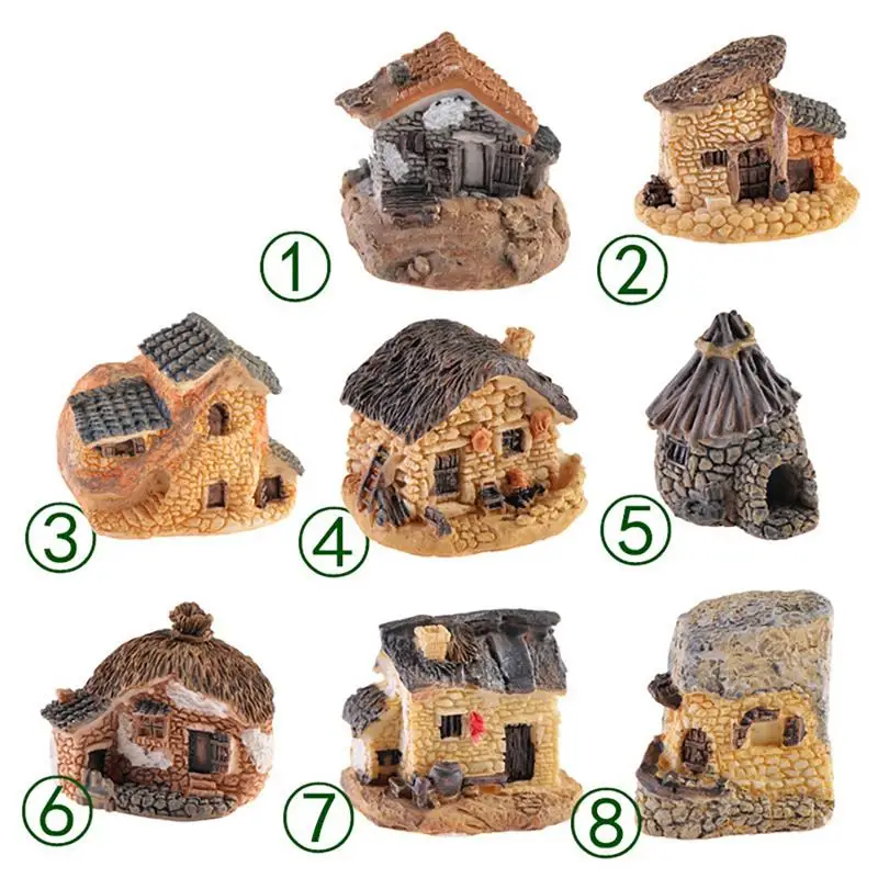 1 Pcs 15 Style Mini Small House Cottages DIY Toys Crafts Figure Moss Terrarium Fairy Garden Ornament Landscape Garden Home Decor