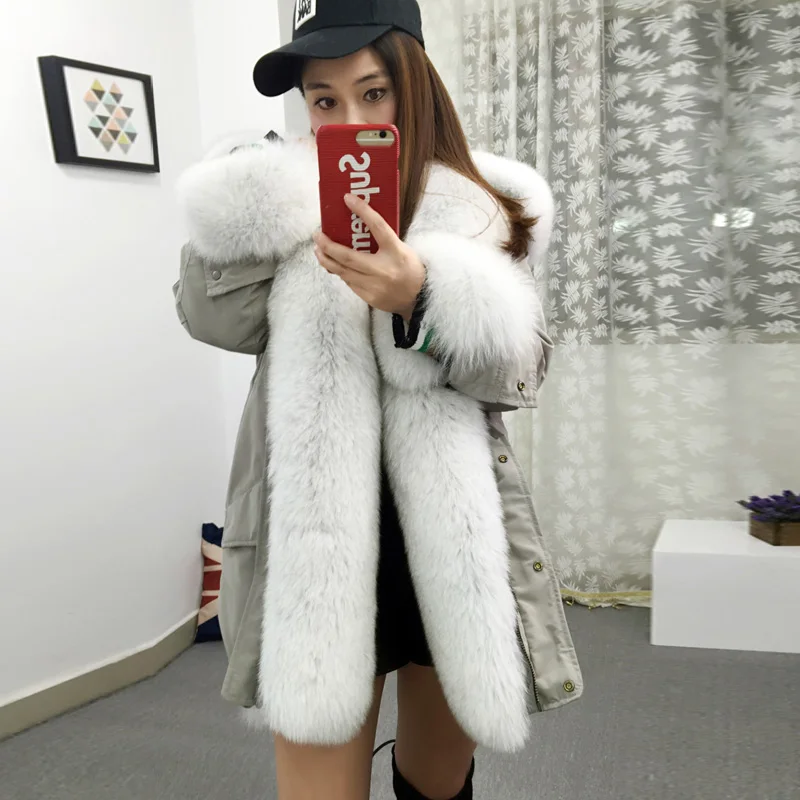 

2022 Winter Jacket Women Natural Real Fox Fur Collar Coat 90 White Duck Down Long Parka Outwear Parkas Jacket Warm