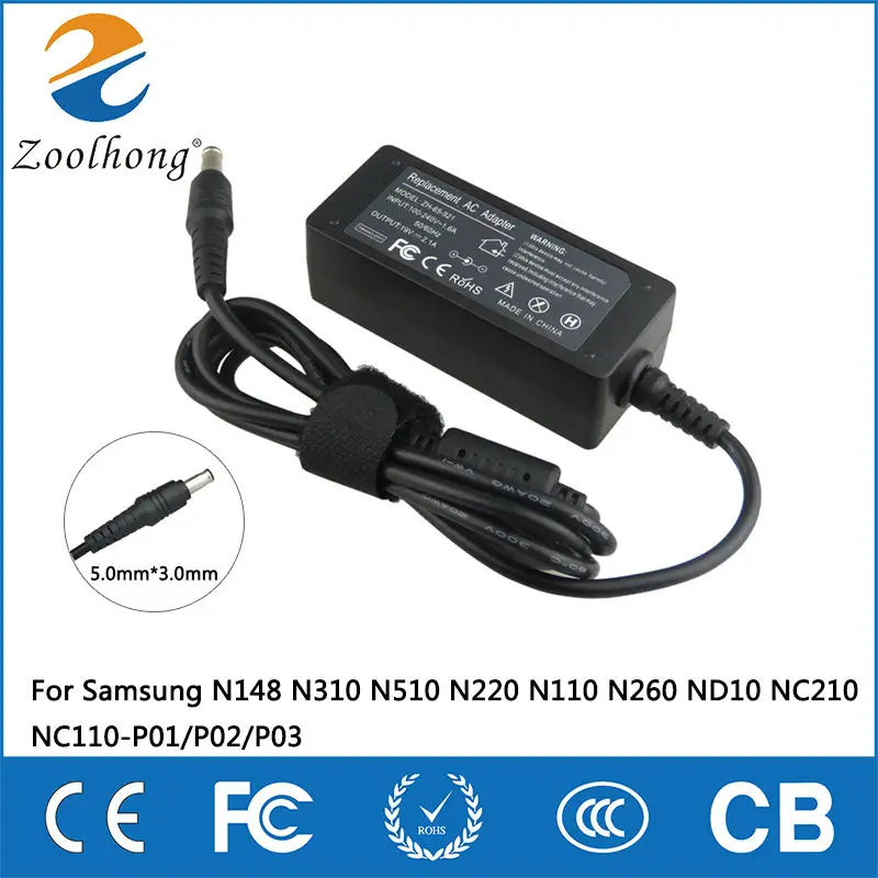 

Zoolhong 19V 2.1A 40W 5.0*3.0mm Laptop AC Adapter Charger for Samsung N130 N140 N145 N148 N150 NC110-P01/P02/P03