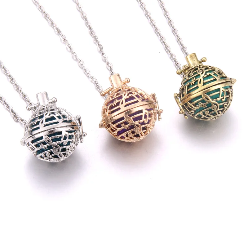 Aromatherapy musical note Perfume Diffuser necklace Essential Oils Aroma Diffuser cage Pendant Necklace women fashion jewelry