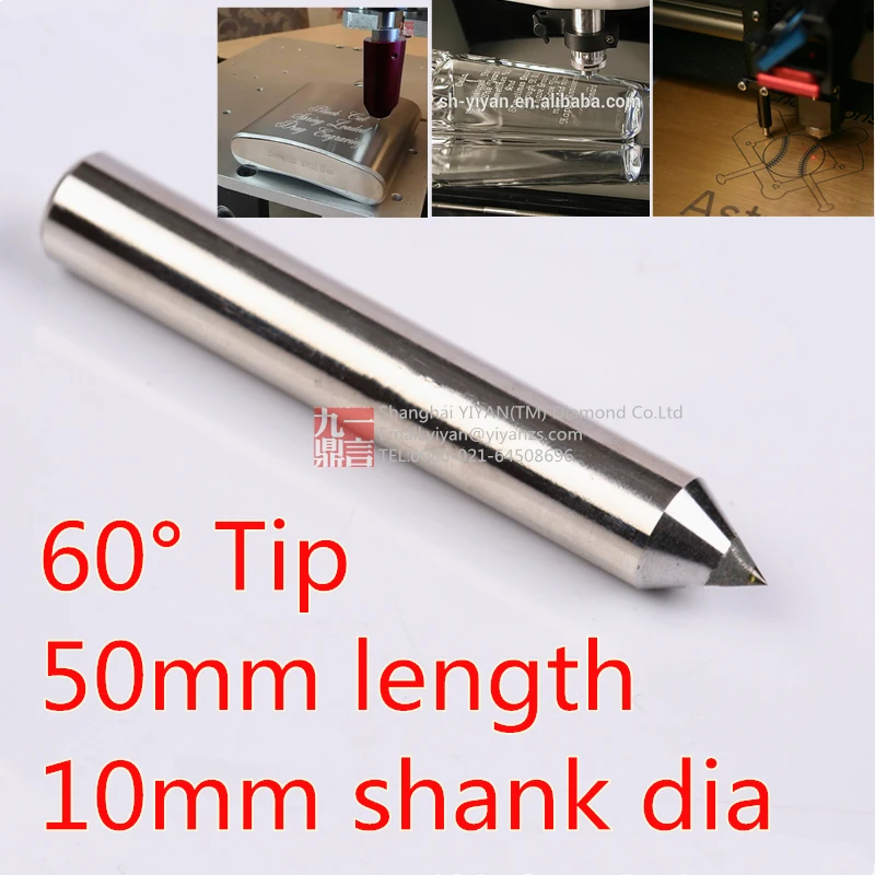 

2pcs/lot free shipping 10mm dia 60 degree Engraver Diamond Point Bit for engraving Machines Drag Lettering knife Bit