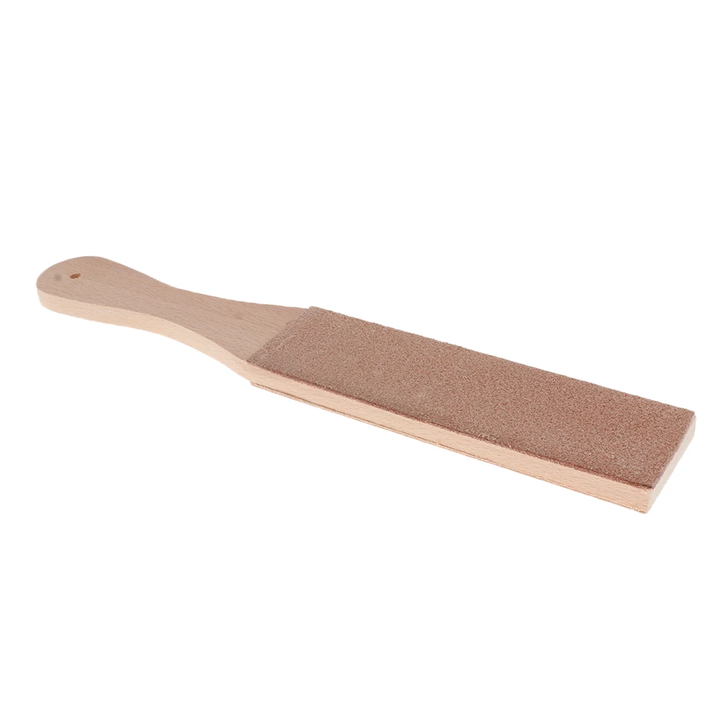 Wooden Handle Leather Sharpening Strop Razors Polishing Board For Home Tools