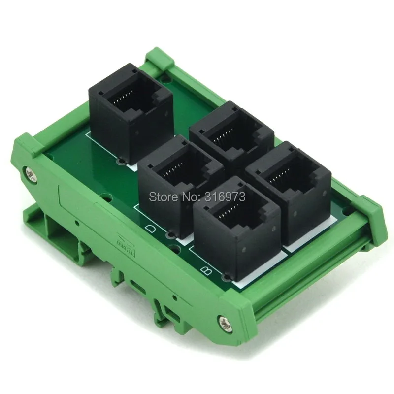 

RJ45 8P8C 5 Jacks Splitter DIN Rail Mounted Interface Module.