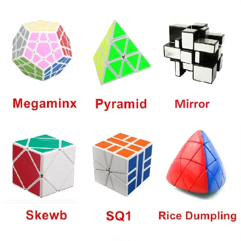 6pcs/Set Shengshou White Strange-shape Puzzle Cube Set Speed Twist Puzzle Bundle Pack Cube PVC&Matte Stickers Cubo Puzzle