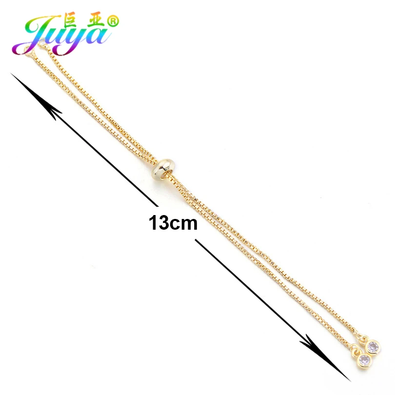 Juya Handmade Gold Silver Plated Adjustable Slider Chains Accessories Supplies For DIY Fashion Charms Bracelets Making