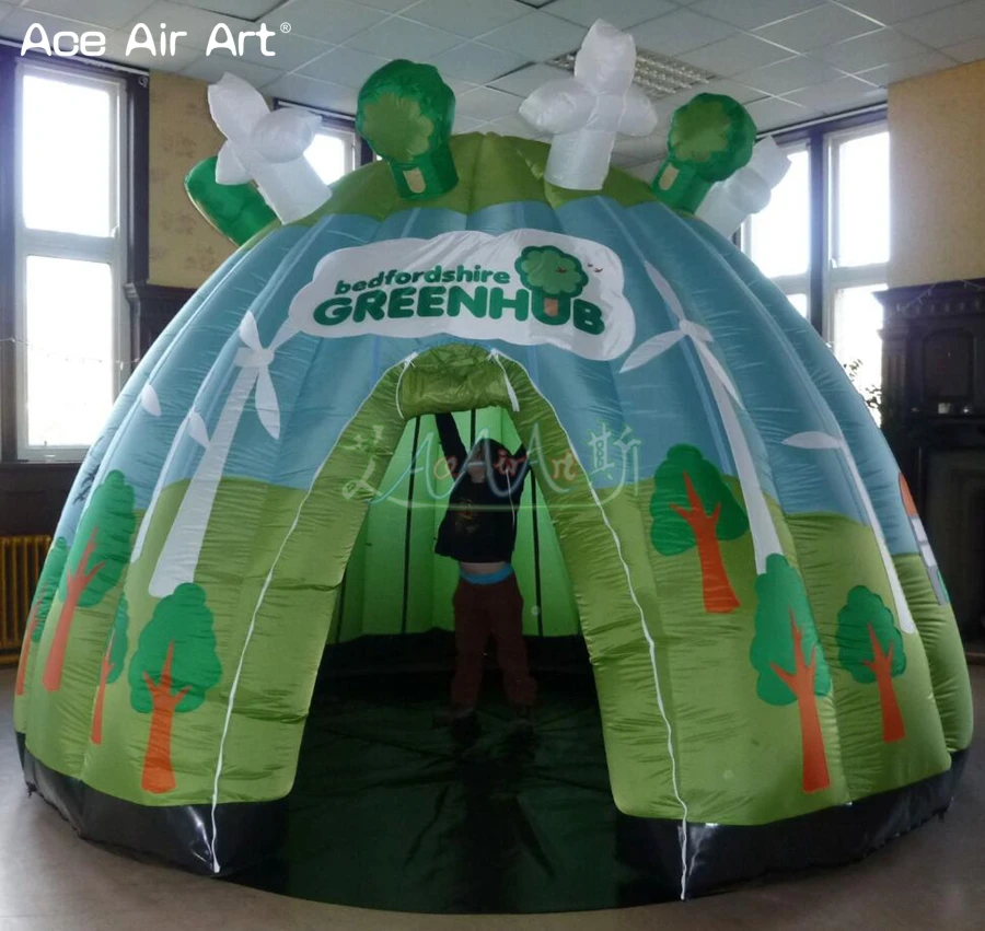 Green Dome Inflatable Interactive Pod,Game And Sensory Dome House,Hub Pob Tent For Children