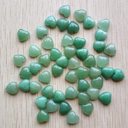 Wholesale 50pcs/lot Fashion good quality natural green aventurine heart cab cabochons beads for jewelry making 10mm free