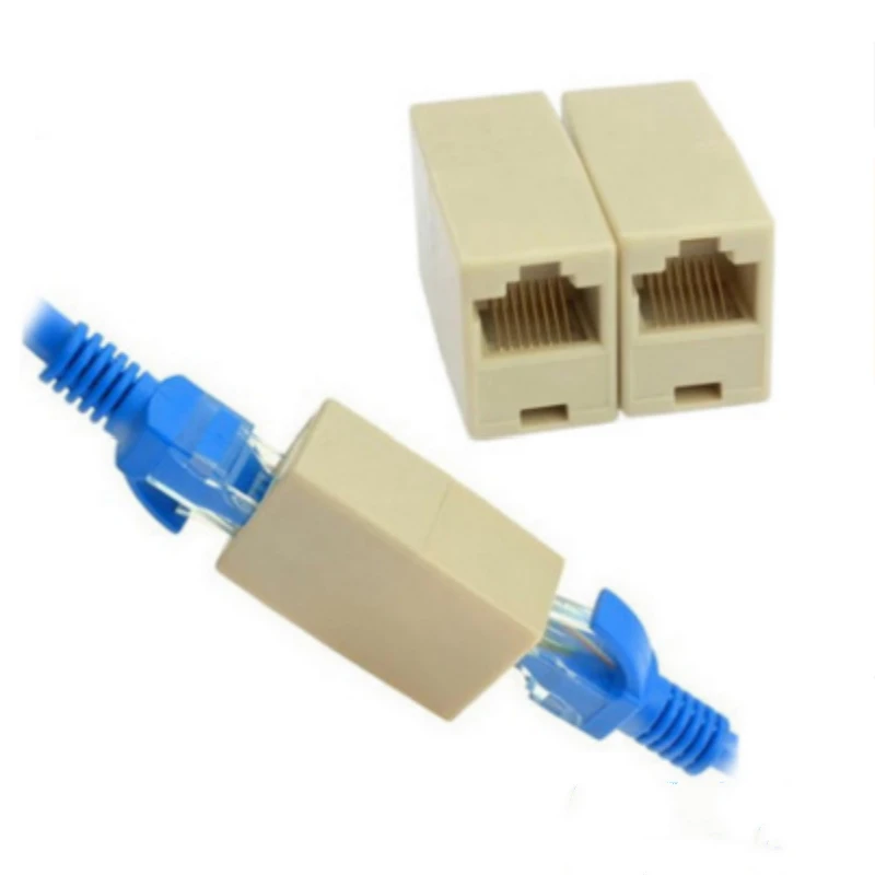 Elistooop 10pcs RJ45 Cat5 8P8C Socket Connector Coupler For Extension Broadband Ethernet Network LAN Cable Joiner Extender Plug
